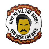 Give Me All Your Bacon & Eggs Lapel Pin Hard Enamel Black Nickel