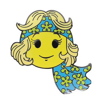 Smiley Lady Hippy Lapel Pin Hard Enamel Black Nickel