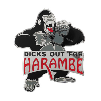 Dicks Out For Harambe Lapel Pin Hard Enamel Silver
