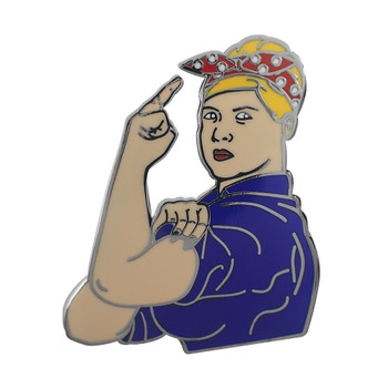 Pam the Riveter Lapel Pin Hard Enamel Black Nickel