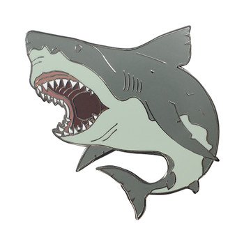 Shark Attack Lapel Pin Hard Enamel Black Nickel