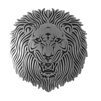 Stylized Lion Face Lapel Pin Die Struck Antique Silver