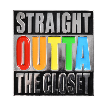 Straight Outta the Closet Lapel Pin Soft Enamel Silver