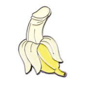 Banana Dick Lapel Pin Soft Enamel Silver