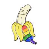 Rainbow Banana Dick Lapel Pin Soft Enamel Silver