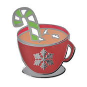 Christmas Hot Cocoa Lapel Pin Hard Enamel Silver