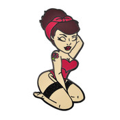 Curvy Pin Up Lapel Pin Hard Enamel Black Nickel