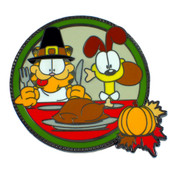Garfield And Odie Thanksgiving Lapel Pin Hard Enamel Black Nickel