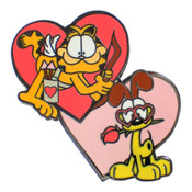 Garfield And Odie Valentines Lapel Pin Hard Enamel Black Nickel