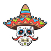 Sombrero Sugar Skull Lapel Pin Hard Enamel Black Nickel