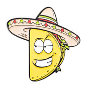 Sombrero Taco Lapel Pin Soft Enamel Black Dyed Metal