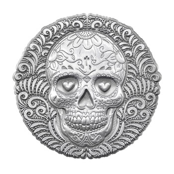 Metal Sugar Skull Lapel Pin 3D Diestruck Silver