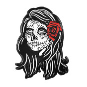 Day of the Dead Girl Lapel Pin Soft Enamel Black Dyed Metal