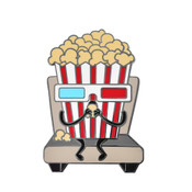 Movie Pals Popcorn Lapel Pin Hard Enamel Silver