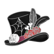 Voodoo Top Hat Lapel Pin Hard Enamel Silver