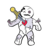 Voodoo Doll Sugar Lapel Pin  Soft Enamel Black Nickel
