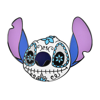 Day of the Dead Stitch Lapel Pin Hard Enamel Black Nickel