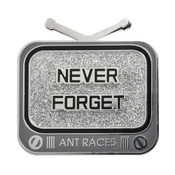 Ant Races Never Forget Lapel Pin Hard Enamel Silver