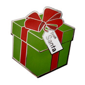 Christmas Present Lapel Pin Hard Enamel Silver