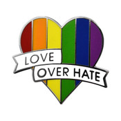Love Over Hate Lapel Pin Hard Enamel Silver