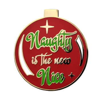 Naughty Is The New Nice Lapel Pin Hard Enamel Gold