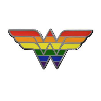 Wonder Woman WW Logo Pride Lapel Pin Hard Enamel Black Nickel