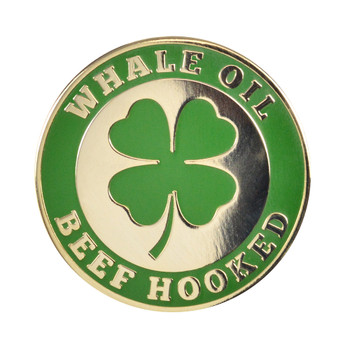 Whale Oil Beef Hooked Lapel Pin Hard Enamel Gold