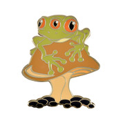 Green Shroom Frog  Lapel Pin Hard Enamel Gold