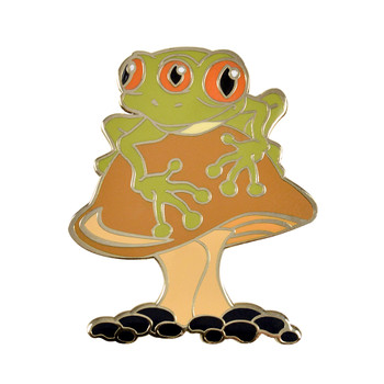 Green Shroom Frog  Lapel Pin Hard Enamel Gold