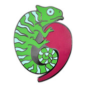 Comma Chameleon Lapel Pin Hard Enamel Black Nickel