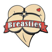 Breasties Lapel Pin Hard Enamel Black Nickel