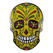 Mexican Sugar Skull Lapel Pin Hard Enamel Black Nickel