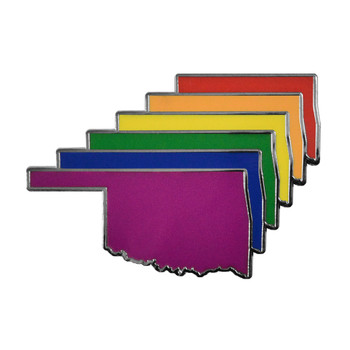 Oklahoma Pride State Lapel Pin Hard Enamel Silver
