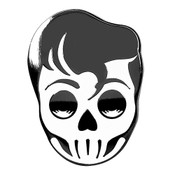 Rockabilly Greaser Skull Lapel Pin Hard Enamel Black Nickel