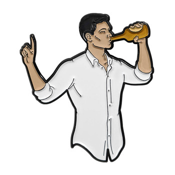 Sterling Archer Lapel Pin Soft Enamel Black Dyed Metal Plating