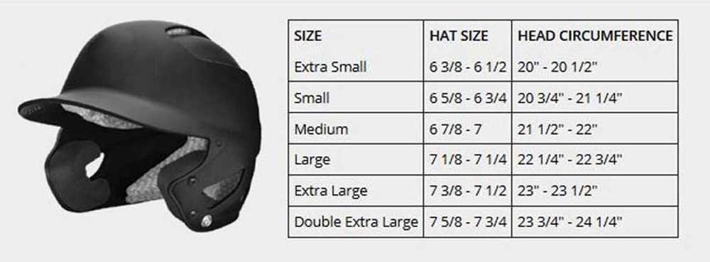 Helmet Size Chart from Sports Diamond