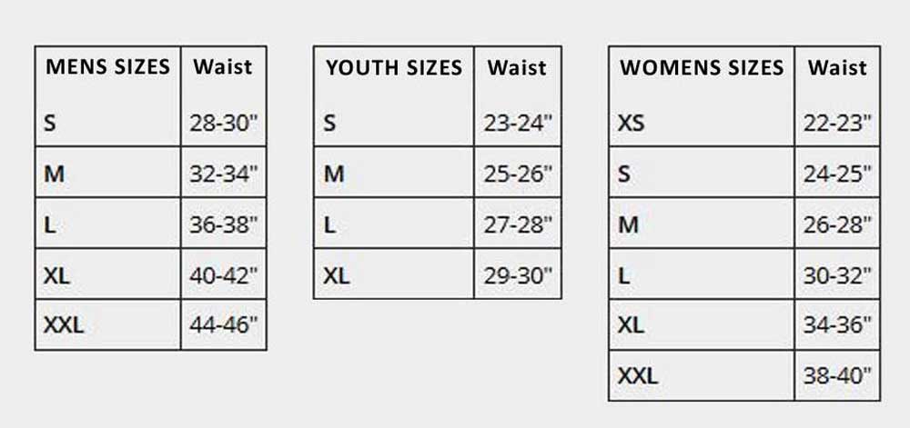 Sliding Shorts Size Chart from Sports Diamond