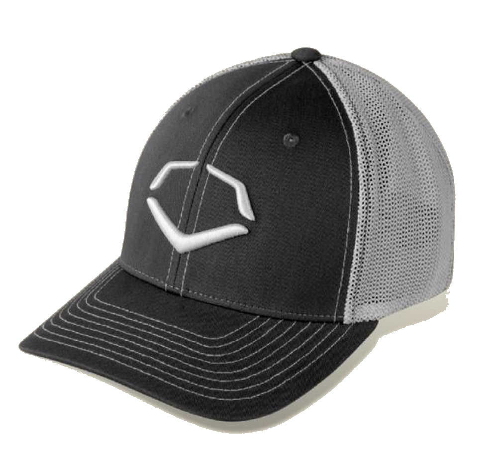 Evoshield Men's Trucker Mesh Fitted Hat, Black/Gray 1033003 Sports Diamond