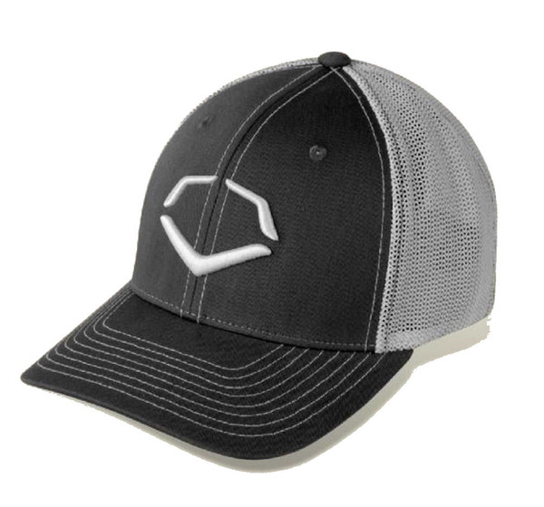 Evoshield Men's Trucker Mesh Fitted Hat, Black/Gray 1033003 Sports
