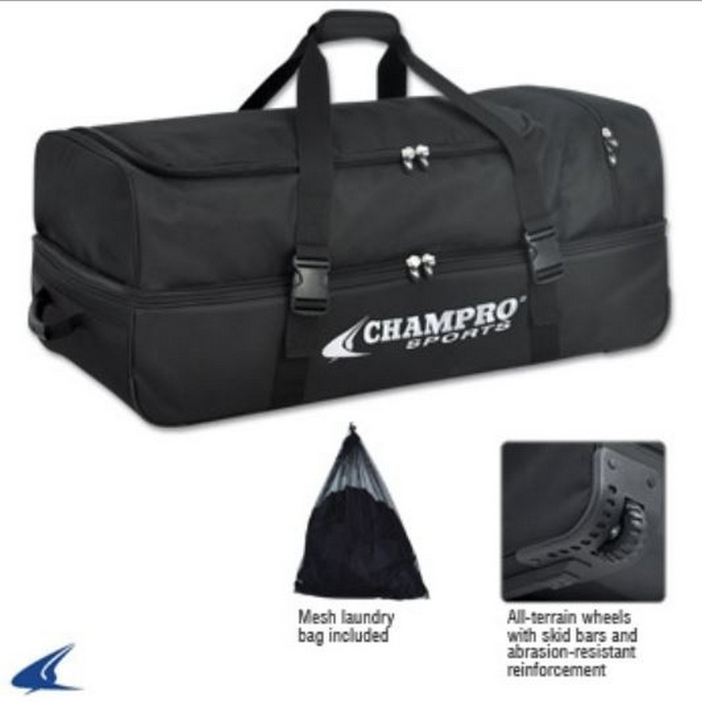 Champro Catcher Umpire Equipment Bag Duffle Duffel 36" Wheeled Black E51B Sports Diamond