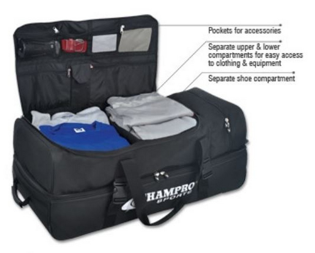 Champro Catcher Umpire Equipment Bag Duffle Duffel 36" Wheeled Black E51B Sports Diamond