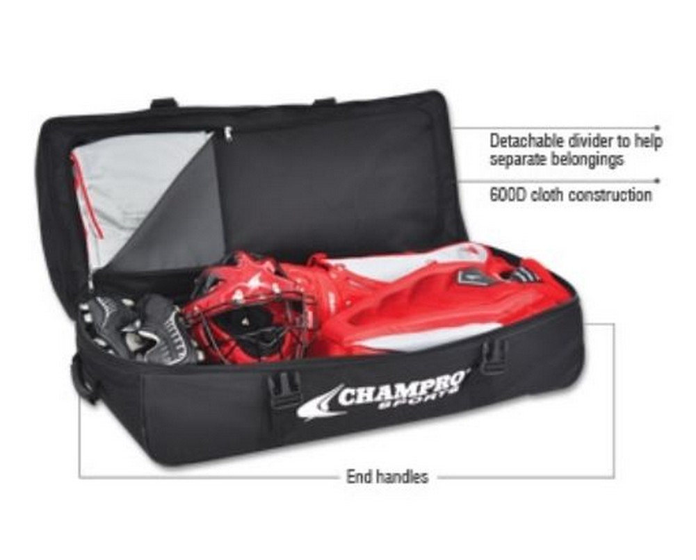Champro Catcher Umpire Equipment Bag Duffle Duffel 36" Wheeled Black E51B Sports Diamond