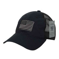 Rapid Dominance Ripstop Men's Embroidered USA Flag Trucker Cap Hat A13 (Black)