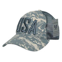 Rapid Dominance Ripstop Mens Embroidered USA Trucker Cap Hat (Camo Digital)