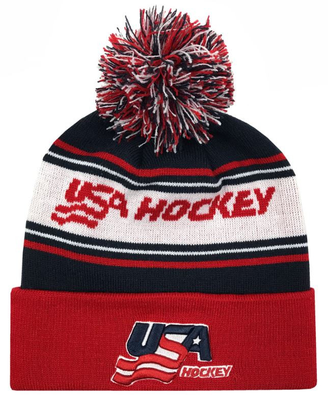 Zephyr Hats USA Hockey Finish Line Knit Beanie Cap Hats w/ Pom Ski