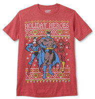 DC Comic Justice League Batman Holiday Heros Tee T-Shirt Adult REX-BATMANHOLIDAY