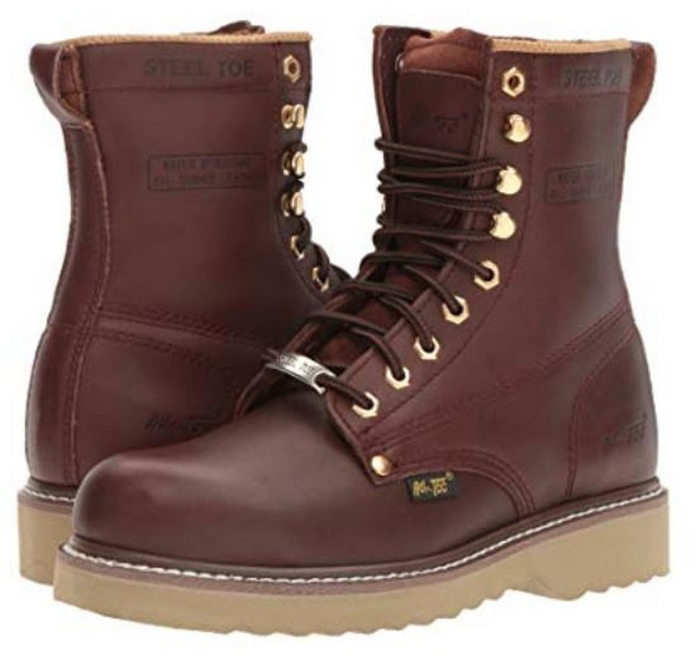 AdTec Men's 8" Steel Toe Farm Boot FullGrain Leather Boots Redwood 1312 Sports Diamond