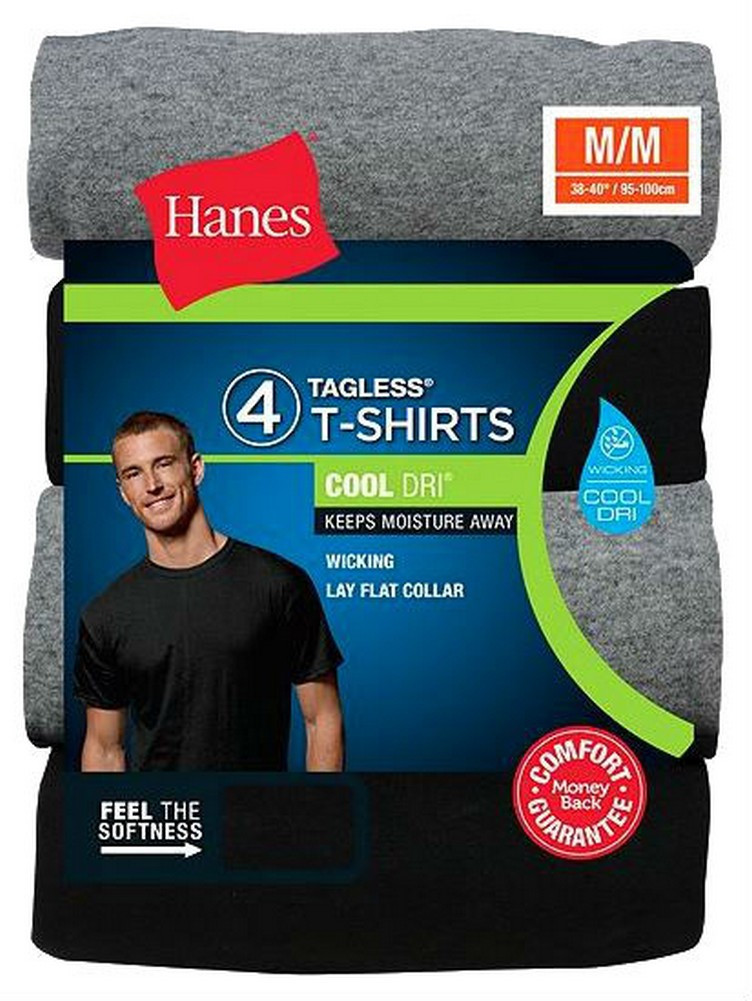 Hanes Men's CoolDri Crew Neck T-Shirt Undershirt Tee ComfortSoft 4-Pack  2165P4 - Sports Diamond