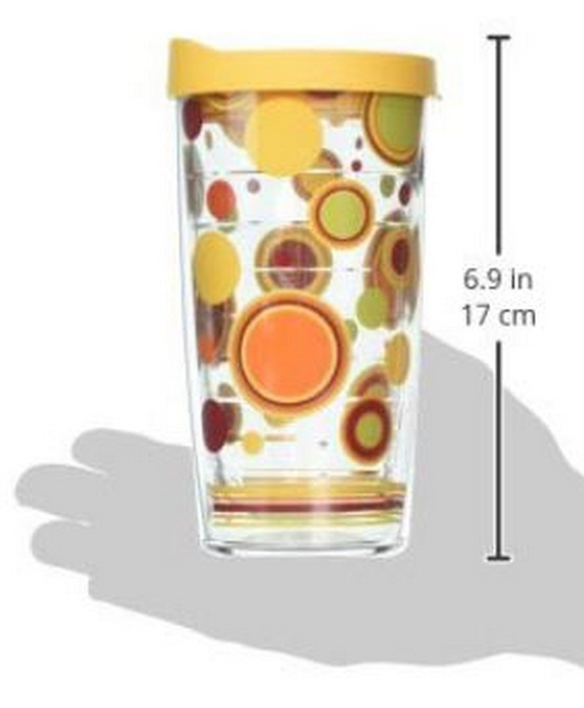 Tervis 16 oz Fiesta Sunny Dots Tumbler Mug Travel Cup w/ Lid Dishwasher