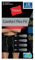 Hanes Mens Comfort Flex Fit Boxer Briefs Sport Mesh Underwear (3 Pk) Black/Gray